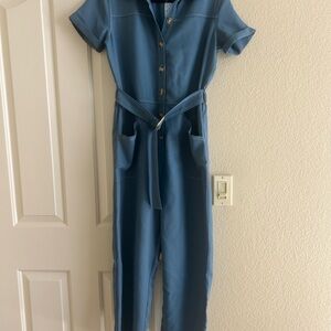 Blue Button-Up Jumpsuit